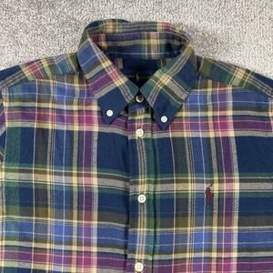 Ralph Launen Flannel Shirt Mens Small Button Down Classic Fit Plaid Oxford